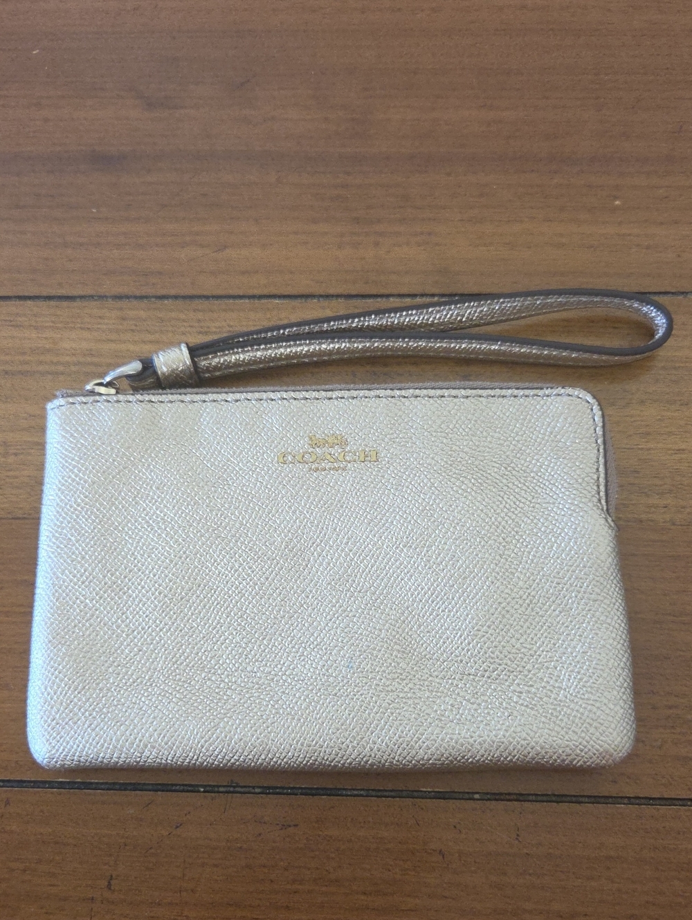 Coach Gold Metallic Wristlet Clutch